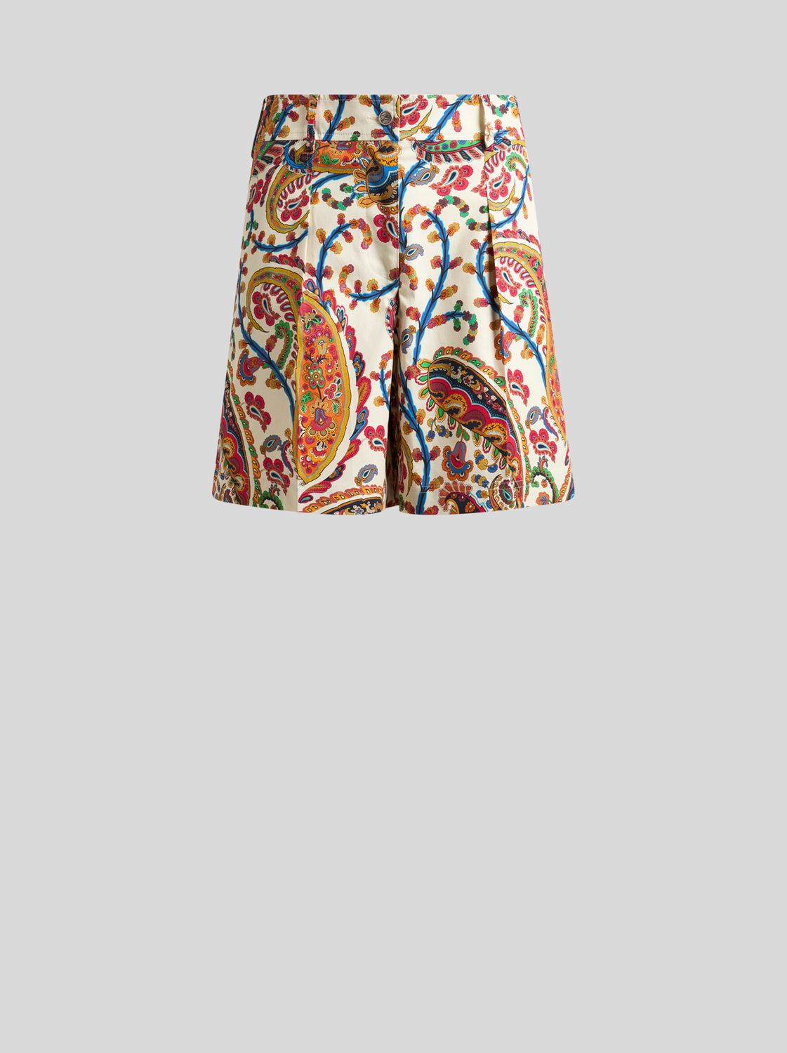 Etro-Pleated Shorts Back Pockets, Color: paisley multi, Size: 42