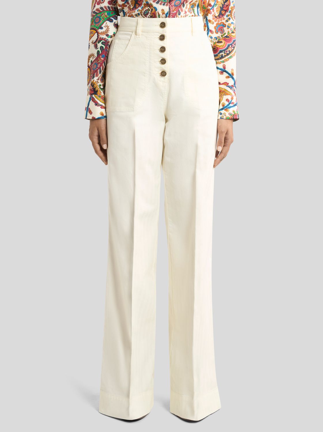 Etro-Flared High-Waisted Jeans, Color: ivory, Size: 28