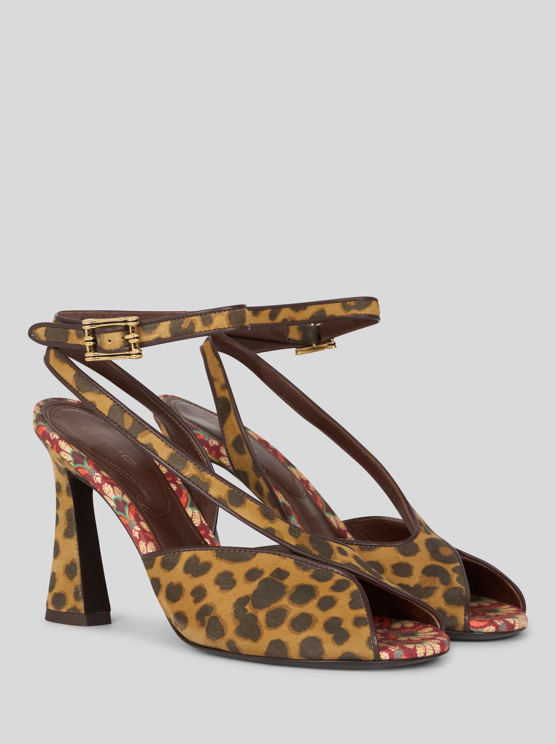 Etro-Sandals Paisley Leo printed Suede Leather, Color: brown Leo, Size: I37