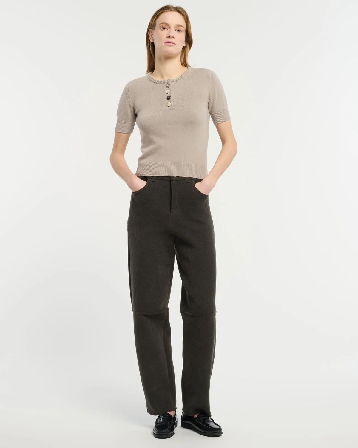 Bar-Mismatch Jewelled Buttons Cardigan, Color: silt, Size: S