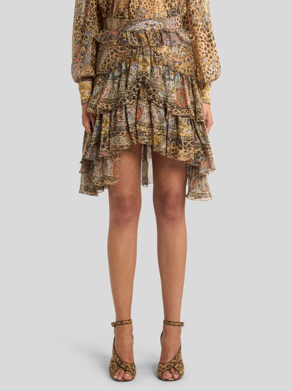 Etro-Silk Leopard Print Skirt