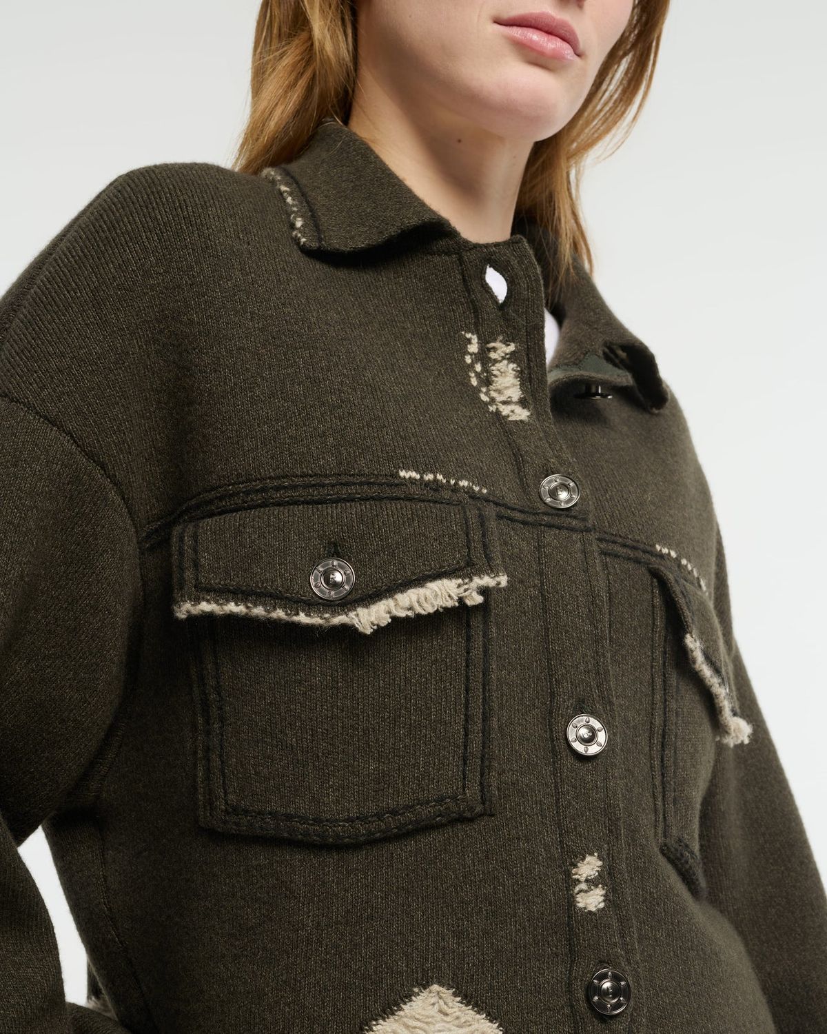 Bar-Denim Fringed Cropped Jacket, Color: assam denim, Size: XS/S