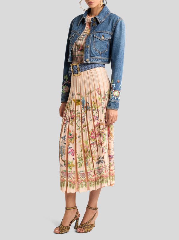Etro-Cropped Denim Jacket Embroideries