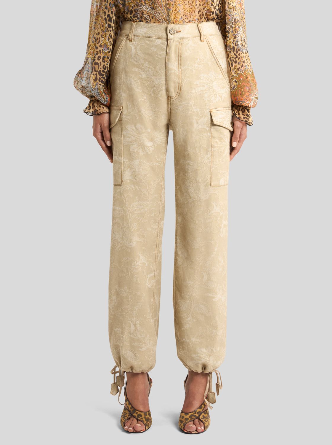 Etro-Denim Cargo Pants, Color: beige/ivory, Size: 40