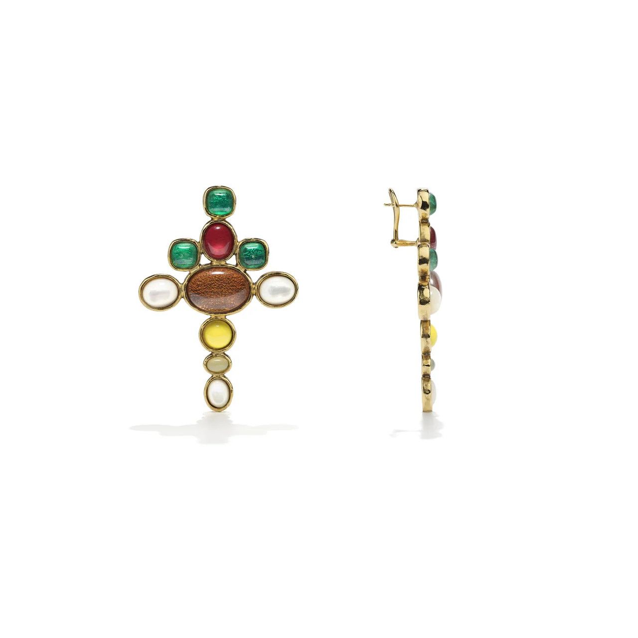 Goos-Lagune Boucles D'oreilles Croix, Color: multi/gold, Size: OS