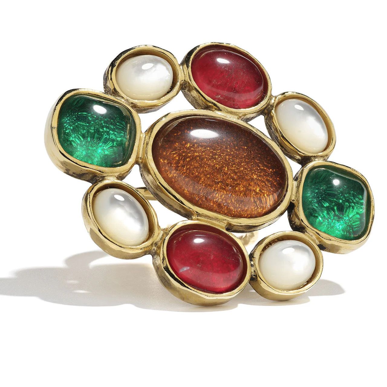 Goos-Lagune Cross Ring, Color: multi/gold, Size: R53