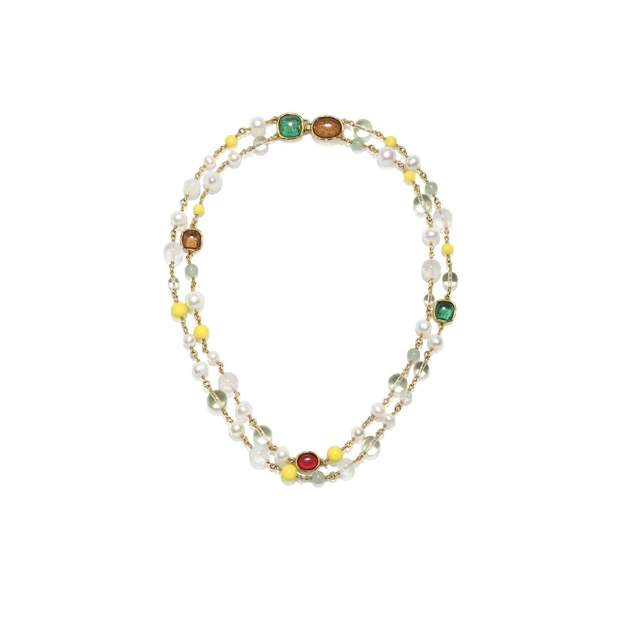 Goos-Lagune 2 Rows Short Necklace, Color: multi/gold, Size: M