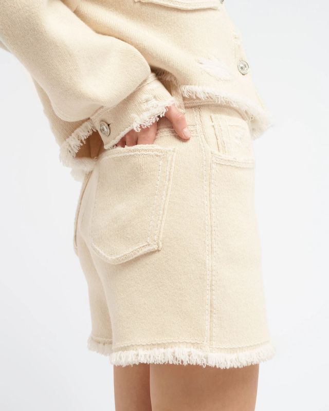 Bar-Denim Fringed Short