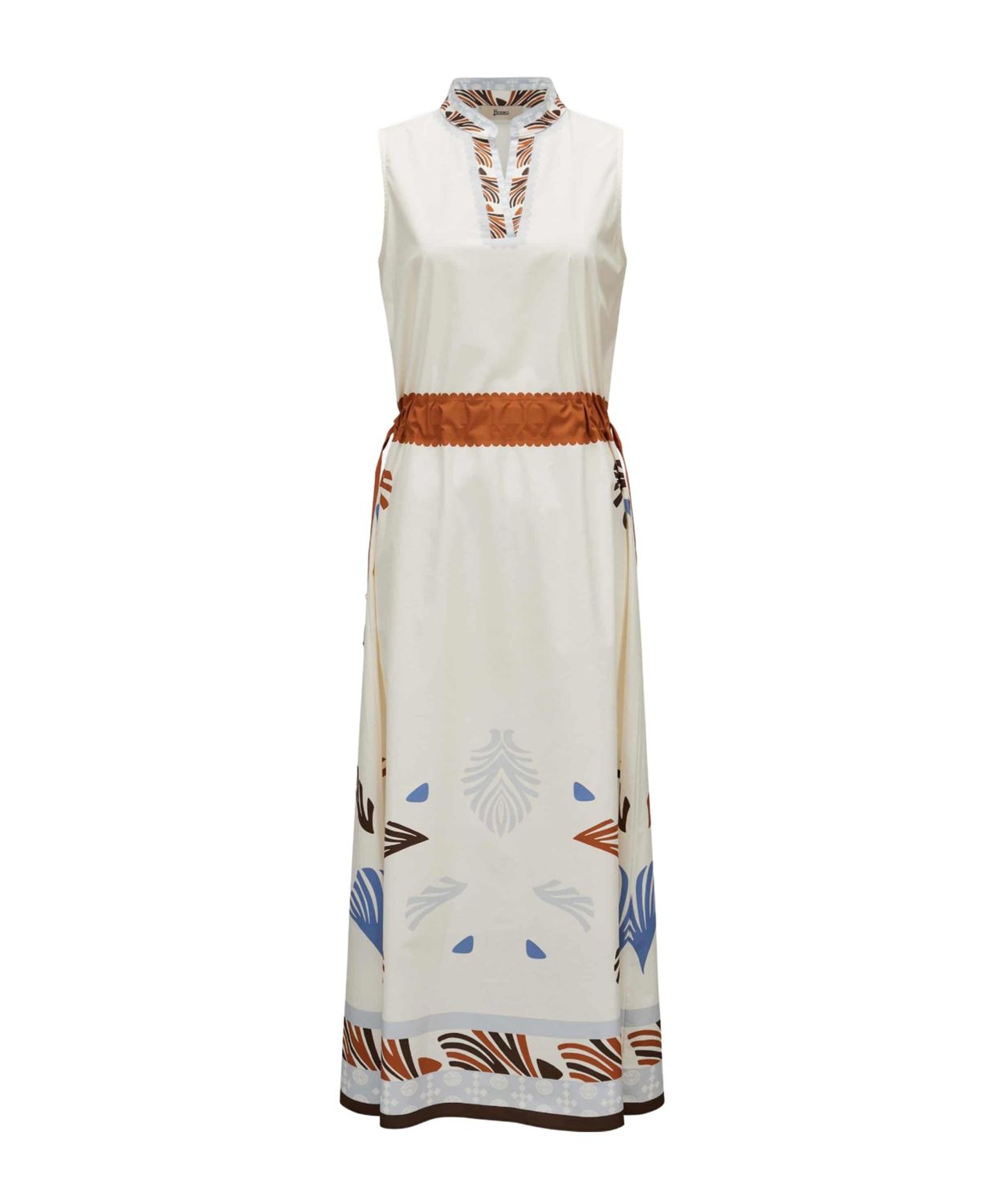 Her-Summer Print Sleeveless Dress, Color: white/flower, Size: 42