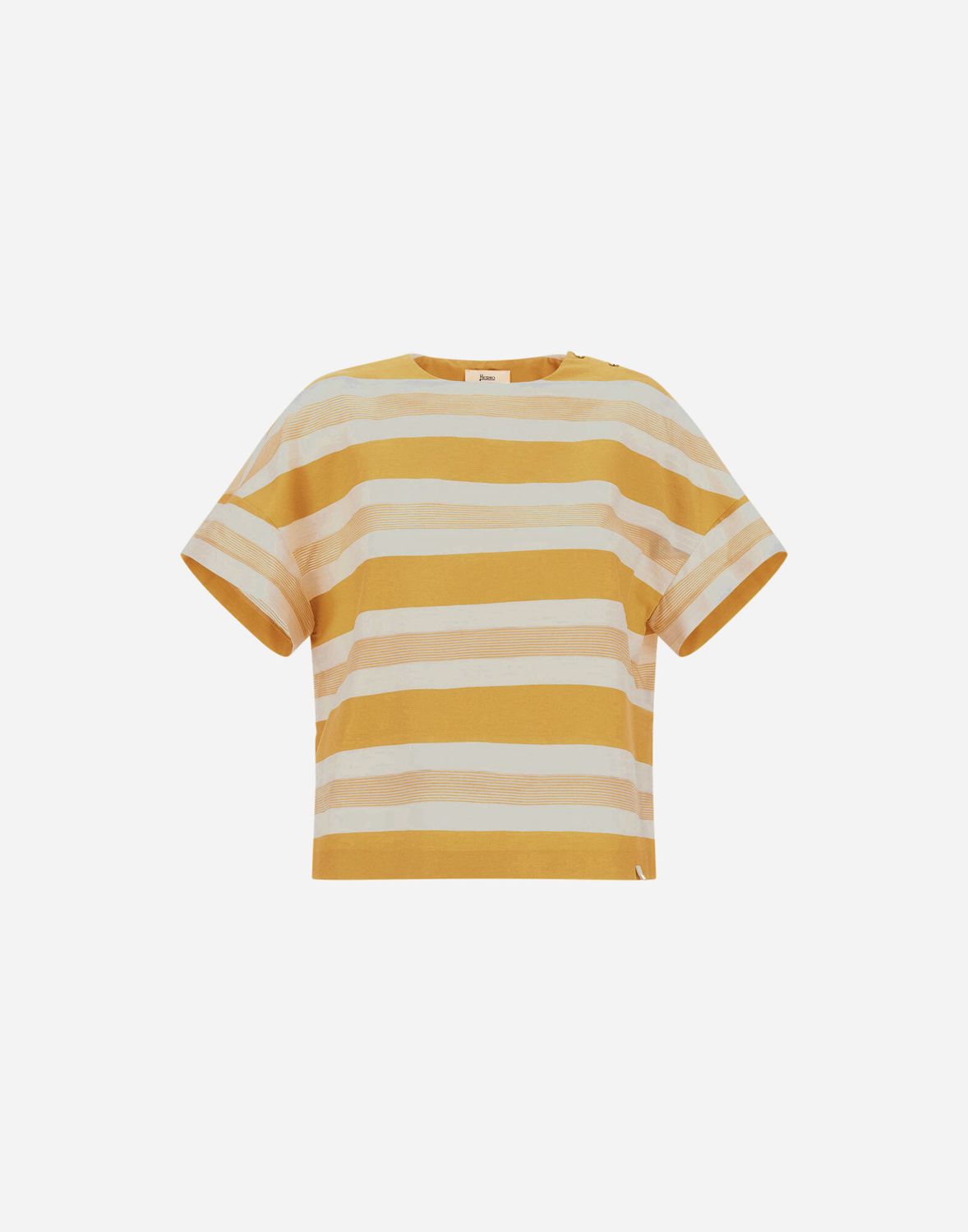 Her-Striped Cotton Top, Color: yellow/white, Size: 42