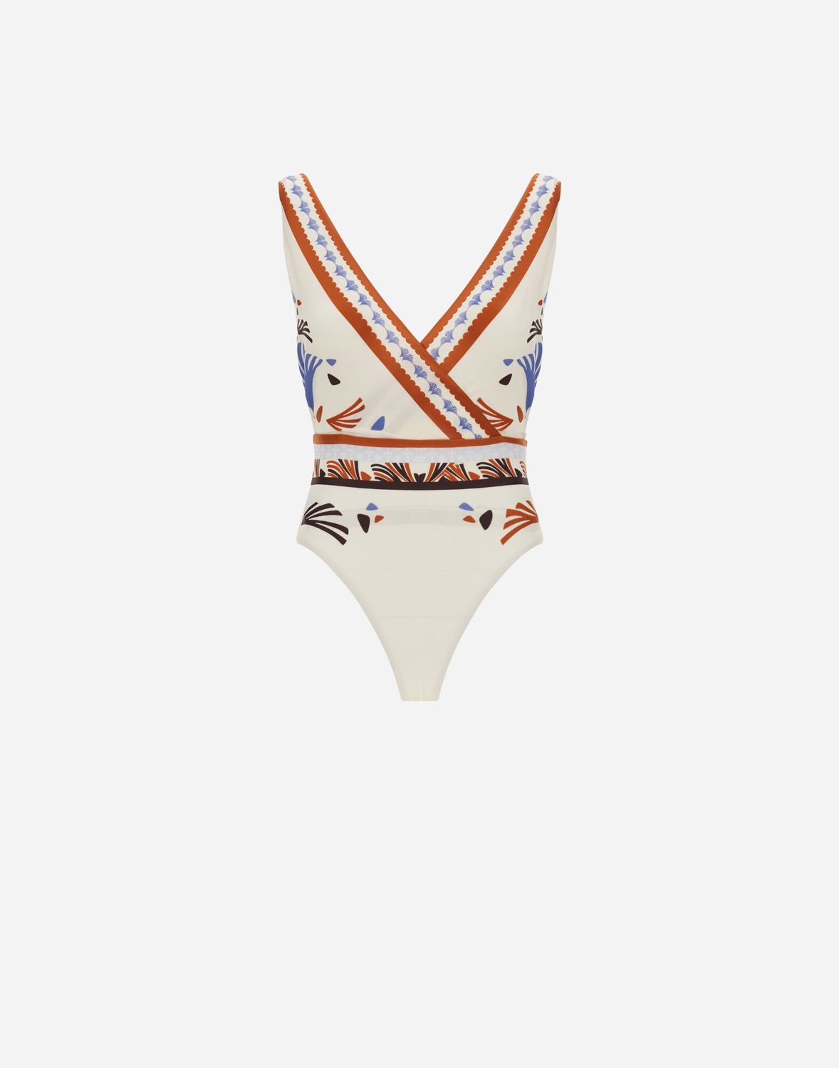 Her-Summer Print One Pc Bathing Suit, Color: white/flower, Size: 42