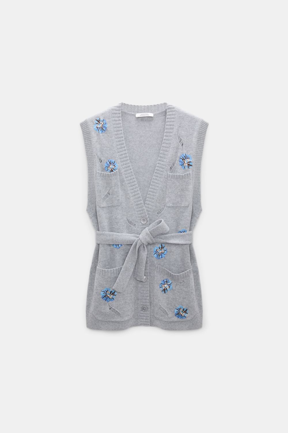 Schu-Blooming Statements Gilet, Color: grey blooming blue, Size: 1