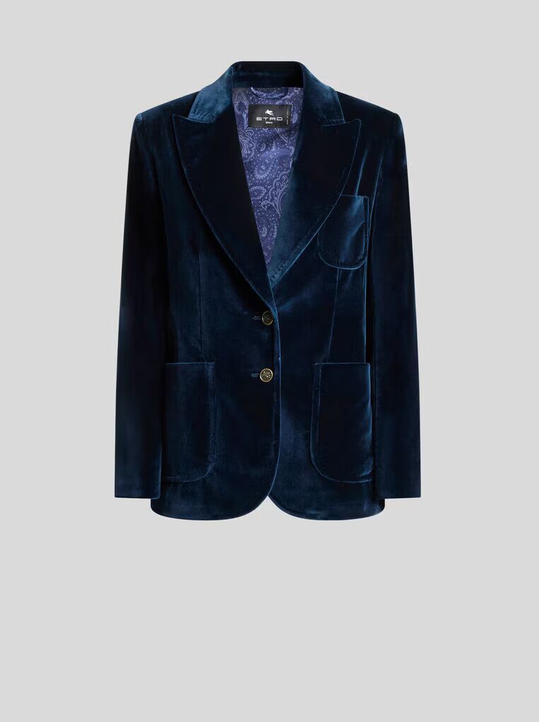 Etro-Fitted Jacket With Peak Lapel, Color: dk blue, Size: 42