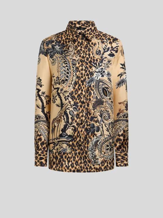 Etro-Printed Shirt, Color: leo/beige, Size: 38