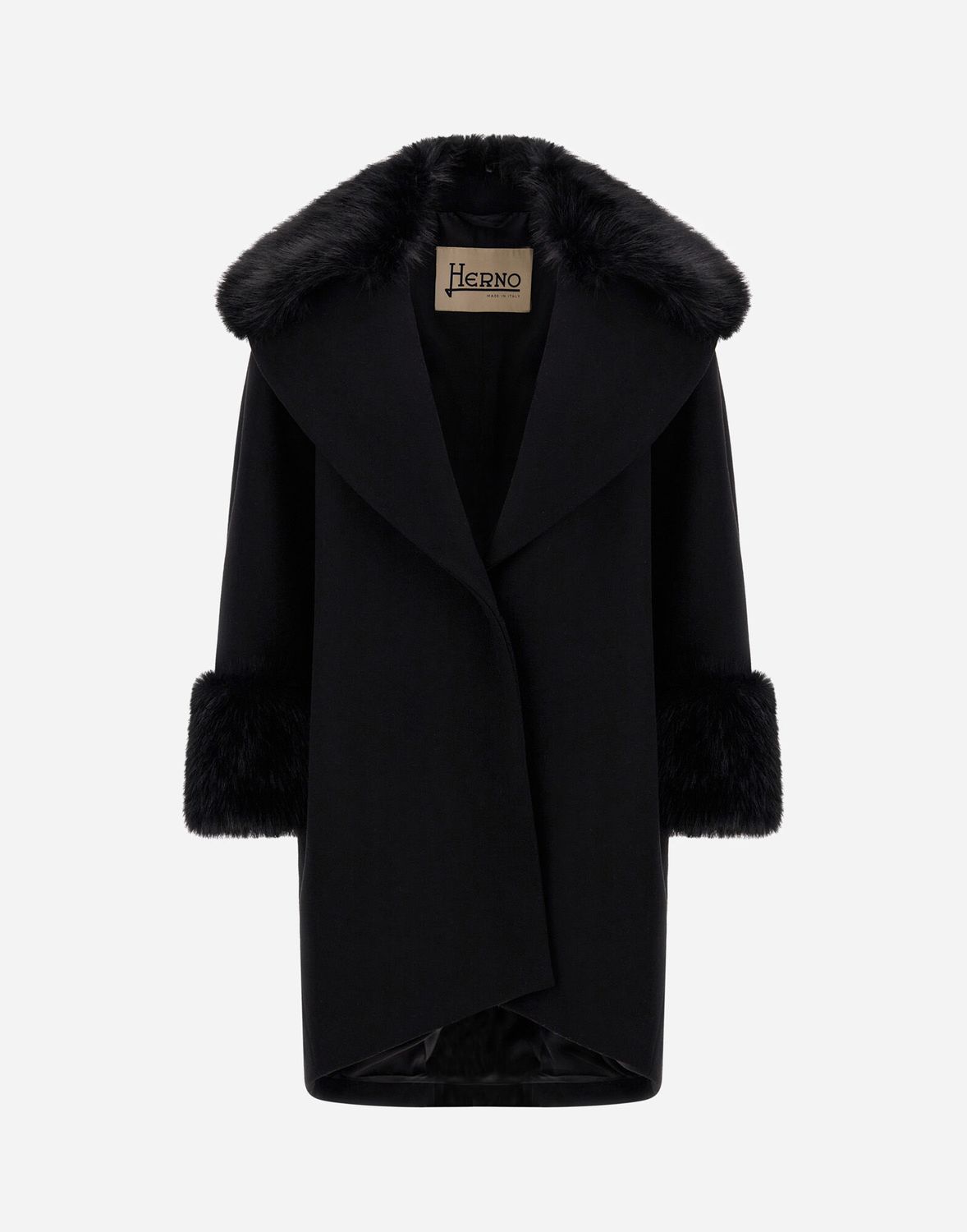 Her-Mid Lenght Wool Coat, Color: black, Size: 38
