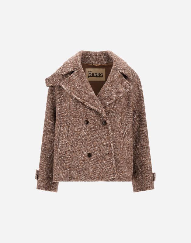 Her-Short Alpaca Wool Herringbone Jacket