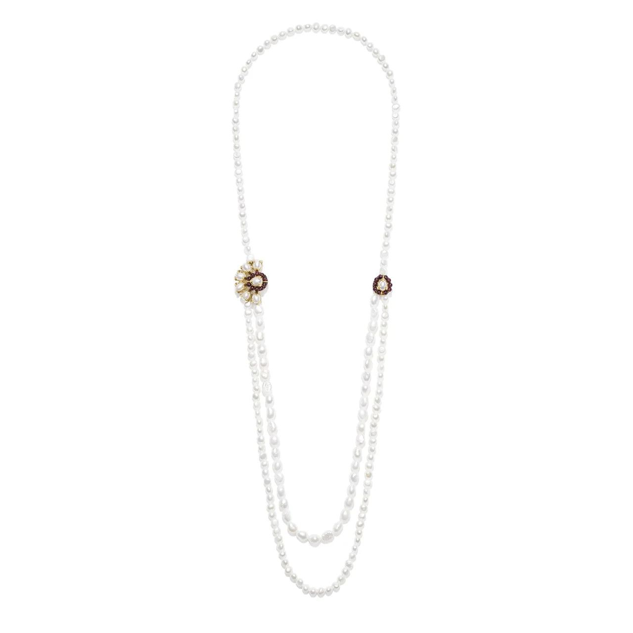 Goos-Perles Baroques Long Necklace, Color: white pearl, Size: OS