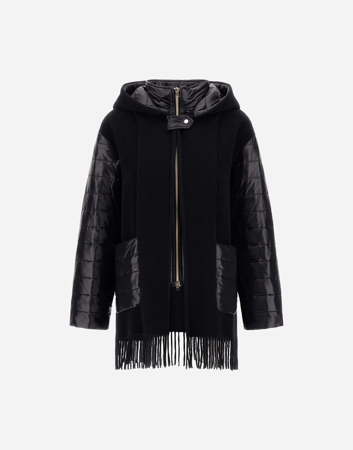 Her-Wool &amp; Nylon Coat Fringes, Color: black, Size: S