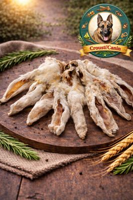 OREILLES AVEC FOURRURE 1ère QUALITÉ DE LAPIN  100G