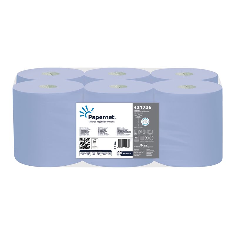 Papernet Blue Centrefeed Rolls 120x6 Rolls