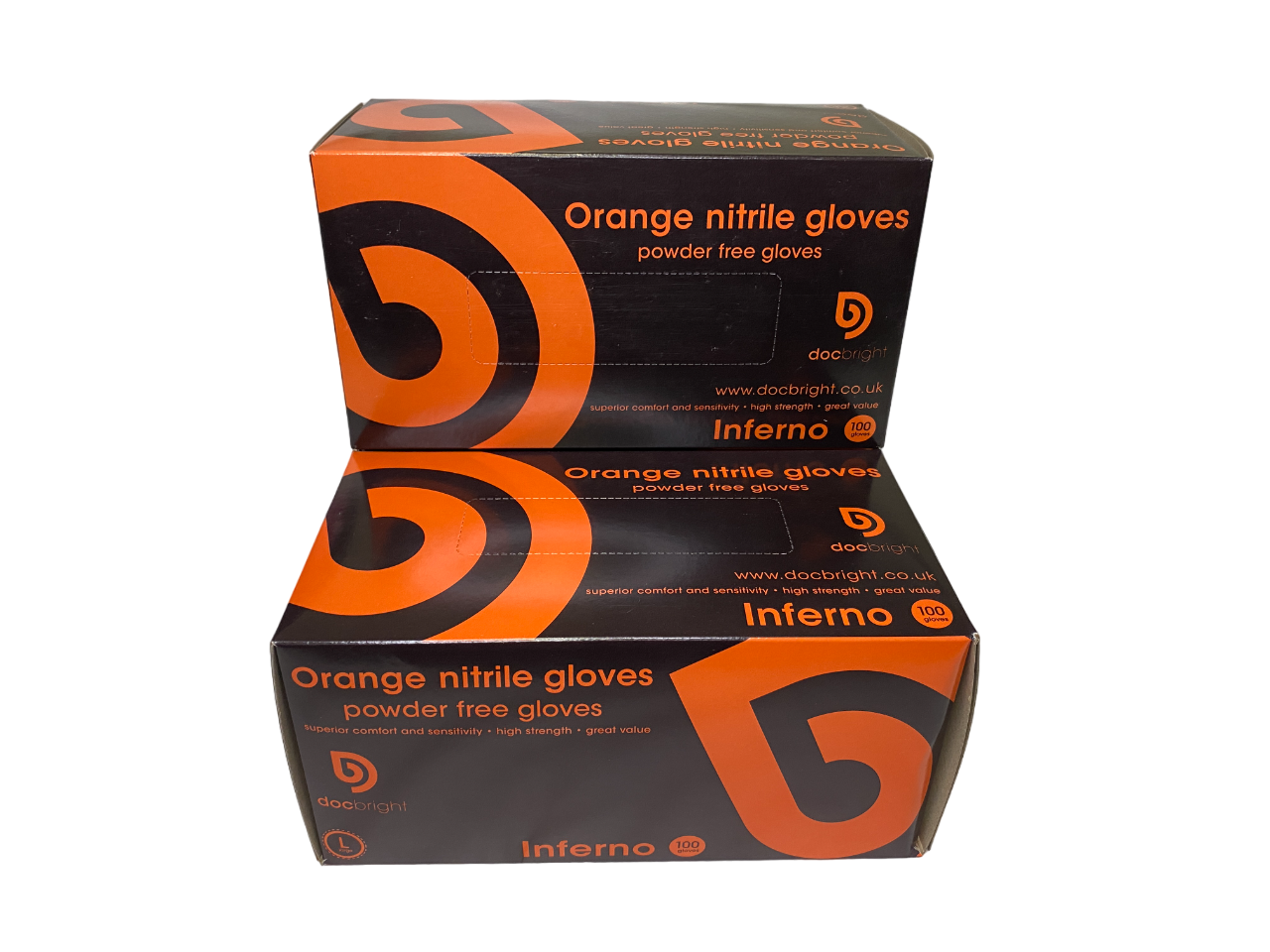 Doc Bright Inferno Nitrile Gloves - Box of 100 (Orange)