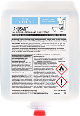 Evans Vanodine Handsan Hand Sanitiser 1 Litre