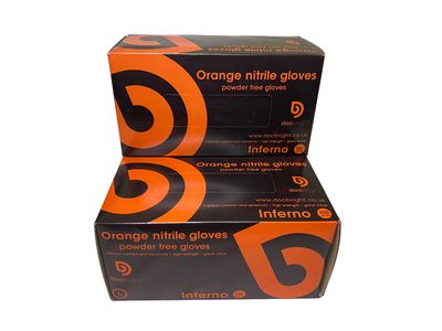 Doc Bright 'Inferno' Nitrile Gloves - Box of 100 (Orange)