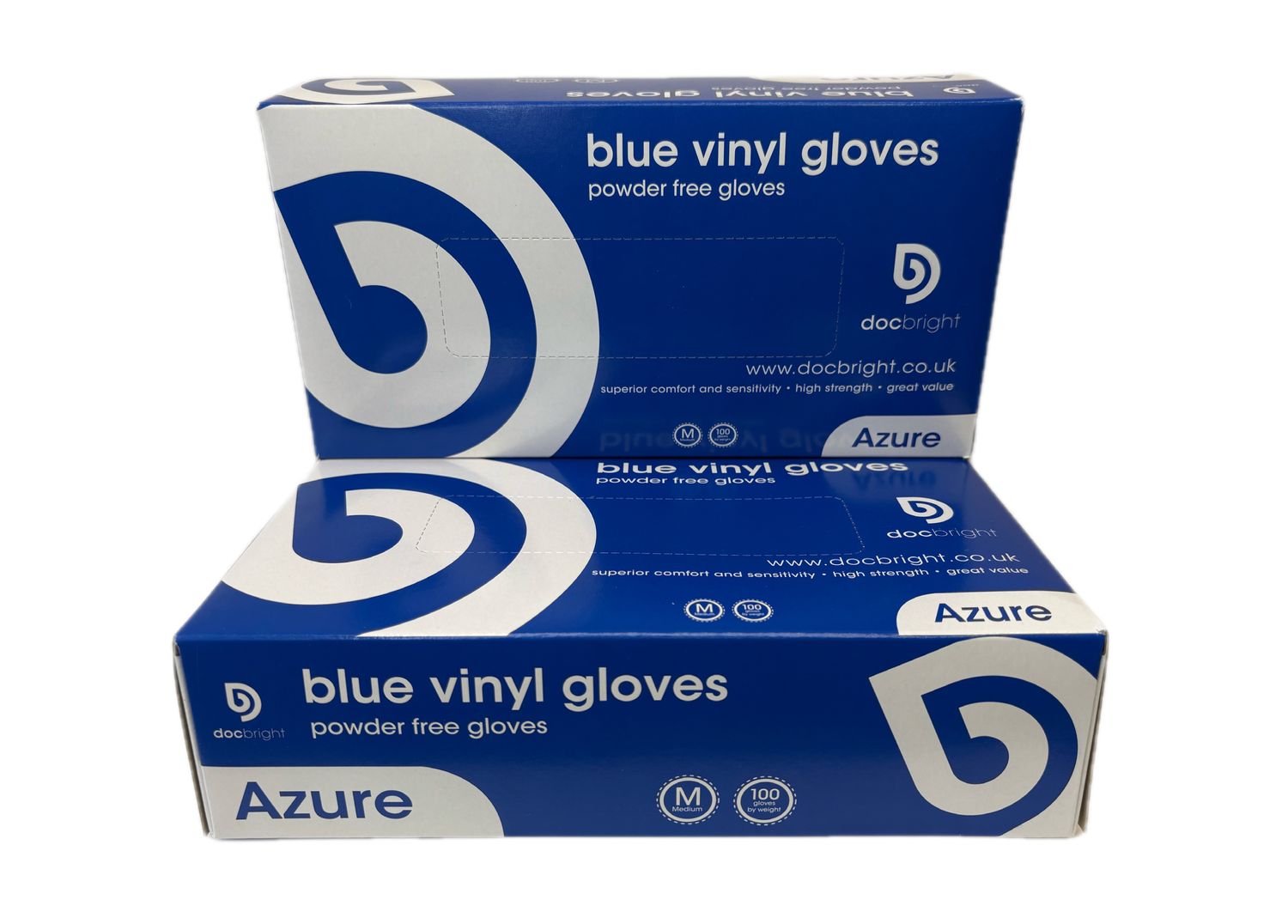 Doc Bright 'Azure' Vinyl Gloves - Box of 100 (Blue)