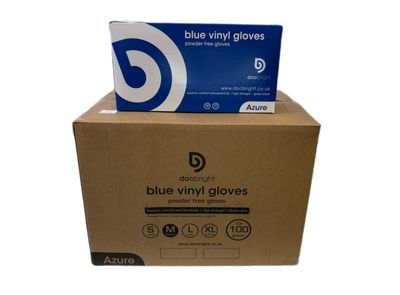 Doc Bright 'Azure' Vinyl Gloves - Case of 1000 (Blue)