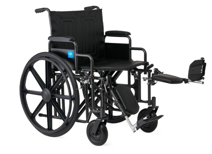 Guardian Extra-Wide Wheelchair, 22" Wide Seat, Elevating Leg Rests