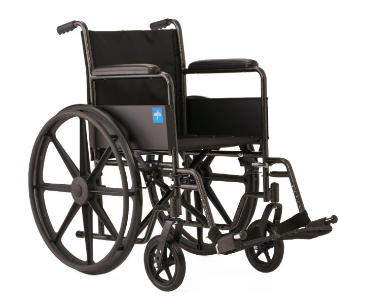 18" Wide K1 Basic Nylon Wheelchair with Full-Length Arms and Swing-Away Footrests