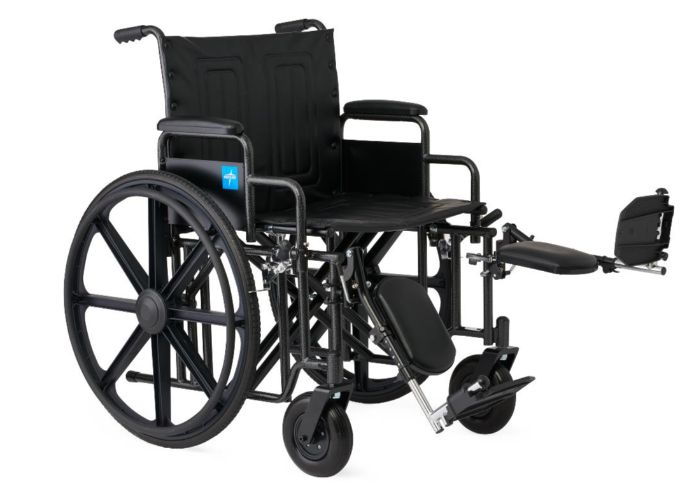 Guardian Extra-Wide Wheelchair, 24" Wide Seat, Elevating Leg Rests