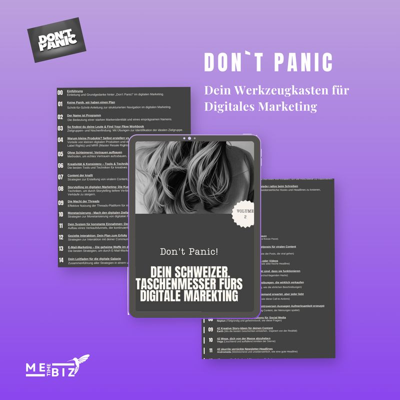 Don`t Panic - Dein Werkzeugkasten für Digitales Marketing mit 50 % Affiliate