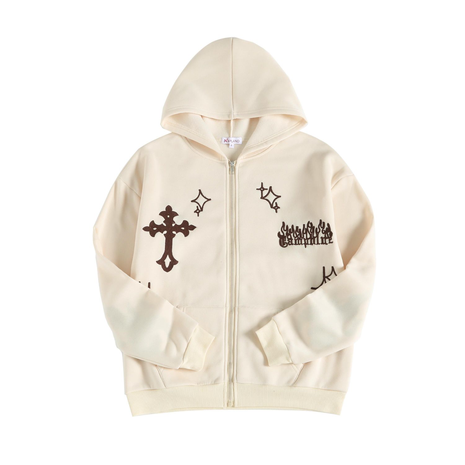 Graphic Pattern Zip Up Hoodie