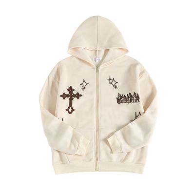 Graphic Pattern Zip Up Hoodie
