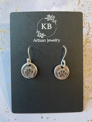 Small Round Paw Print Earrings