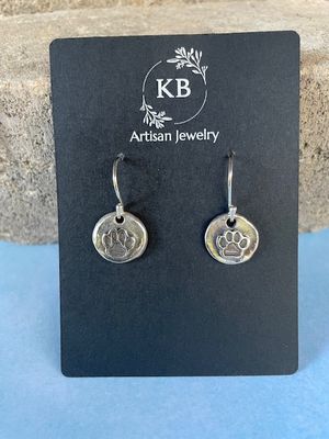 Small Round Paw Print Earrings