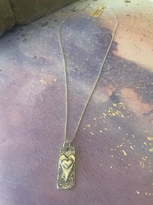 Long Rectangle Heart on Heart Pendant