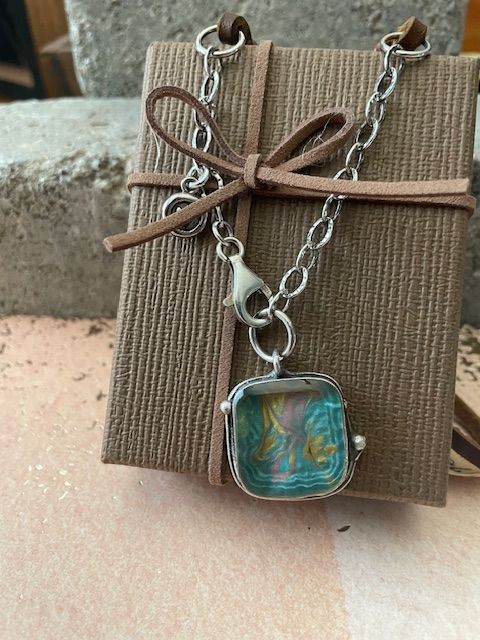 Small Square Resin Pendant
