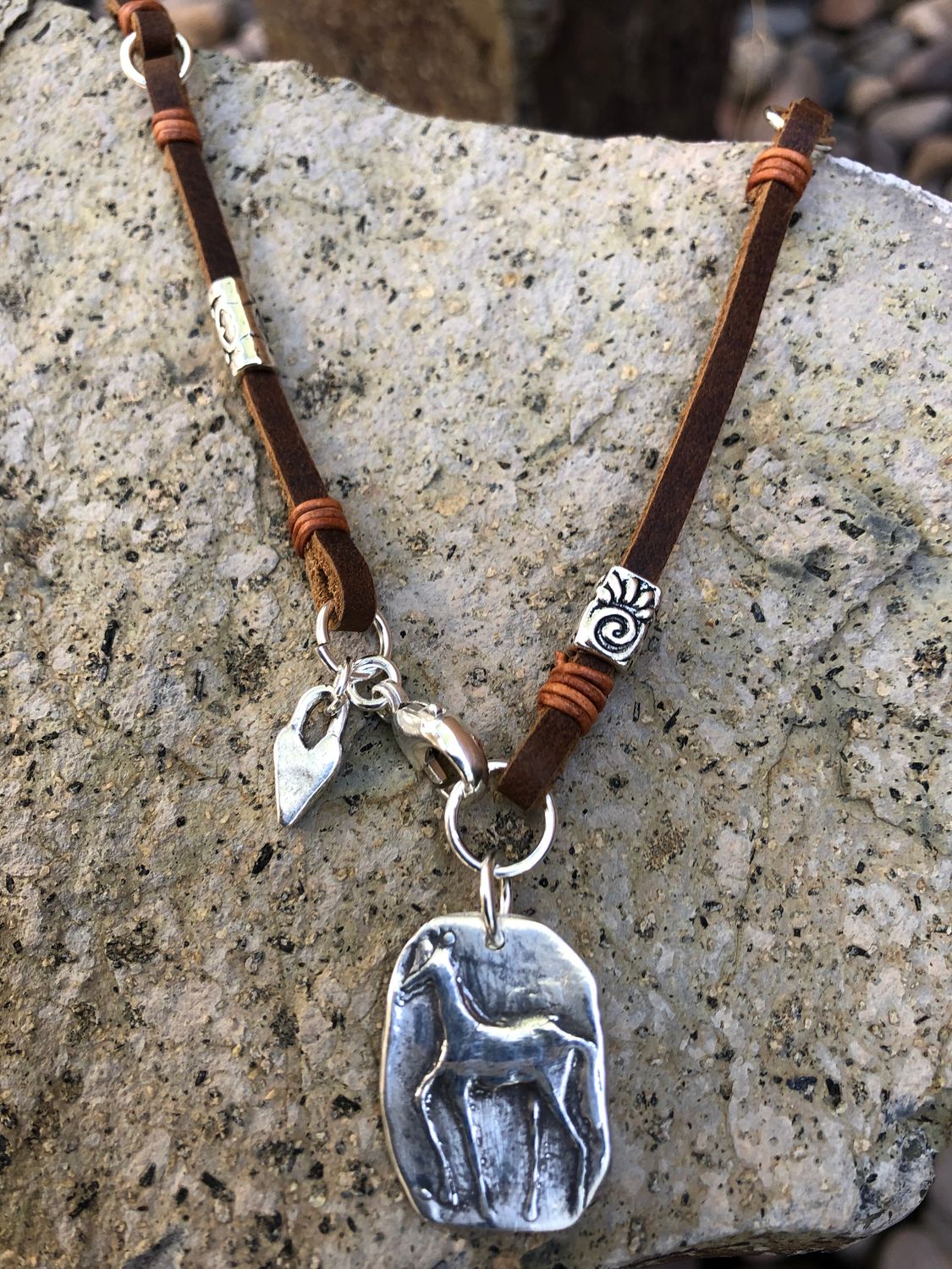Horse Pendant on Leather and Chain