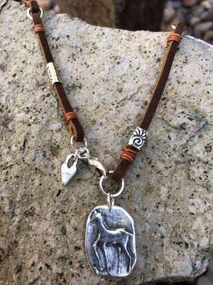 Horse Pendant on Leather and Chain
