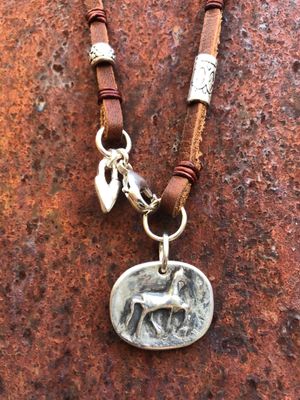 Prancing Horse Pendant on Leather