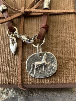 Prancing Horse Pendant on Leather