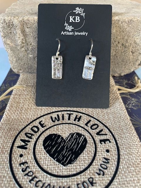 Small Rectangle Floral Earrings