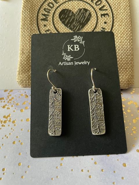 Long Feather Textured Earrings
