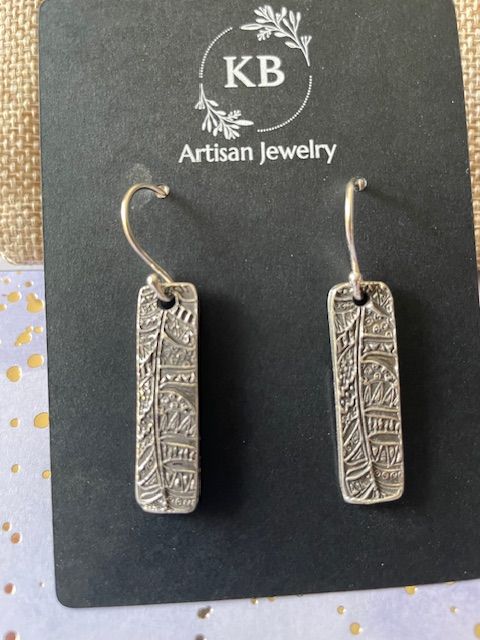 Long Feather Textured Earrings