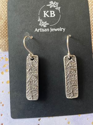 Long Feather Textured Earrings