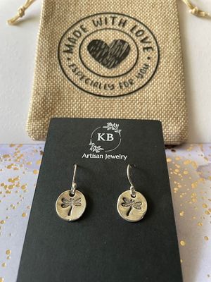 Small Round Dragonfly Earrings