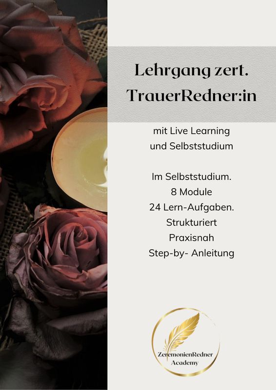 Lehrgang zert. TrauerRedner:in mit Live Learning Lehrgang zert. TrauerRedner:in mit Live Learning