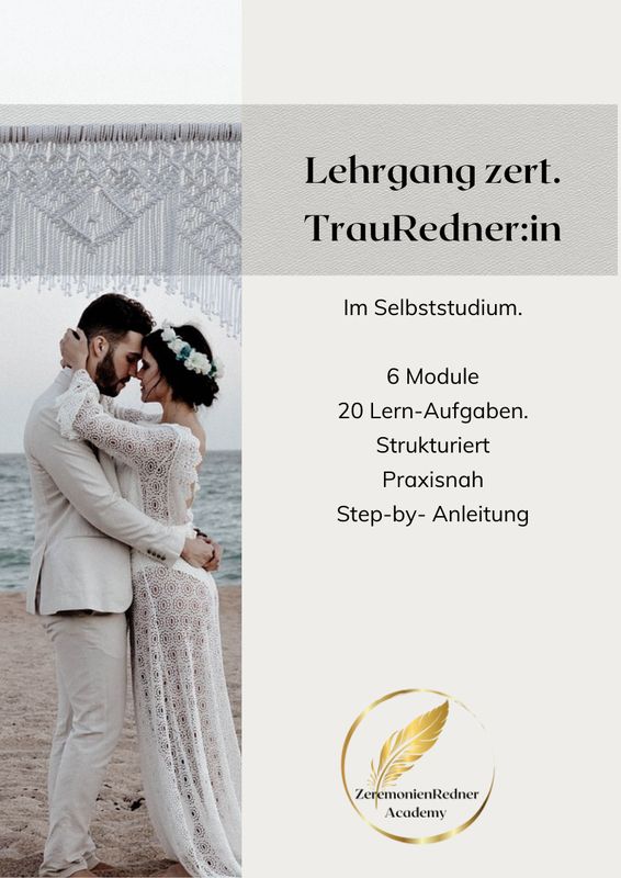 Ausbildung zert. TrauRedner-in im Selbststudium Ausbildung zert. TrauRedner-in im Selbststudium